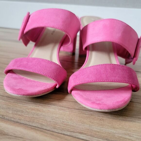 Chinese Laundry Rave Buckle Block Heel Suede Sandal in Bubblegum Pink - Picture 4 of 11